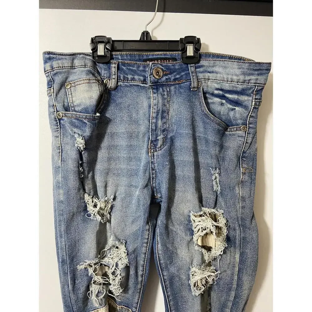 M.Society Men's Size 32X32 Super Stretch Skinny Fit Camo Denim Light Wash Jeans